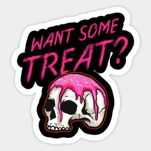 Want Some Treat Skull With Topping And Sprinkles Halloween Sticker